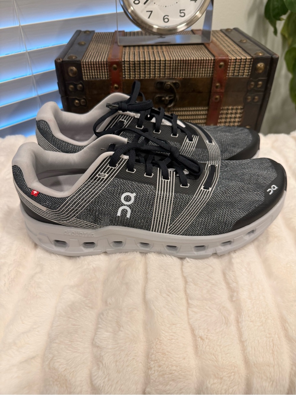 On Cloudrunning Men's Athletic Sneakers in Gray and Black
